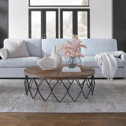 Chain Reaction Coffee Table by Uttermost in iron. Made from old fir, plywood, iron in a unique style.
