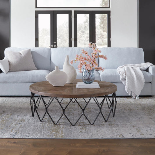 Chain Reaction Coffee Table by Uttermost in iron. Made from old fir, plywood, iron in a unique style.