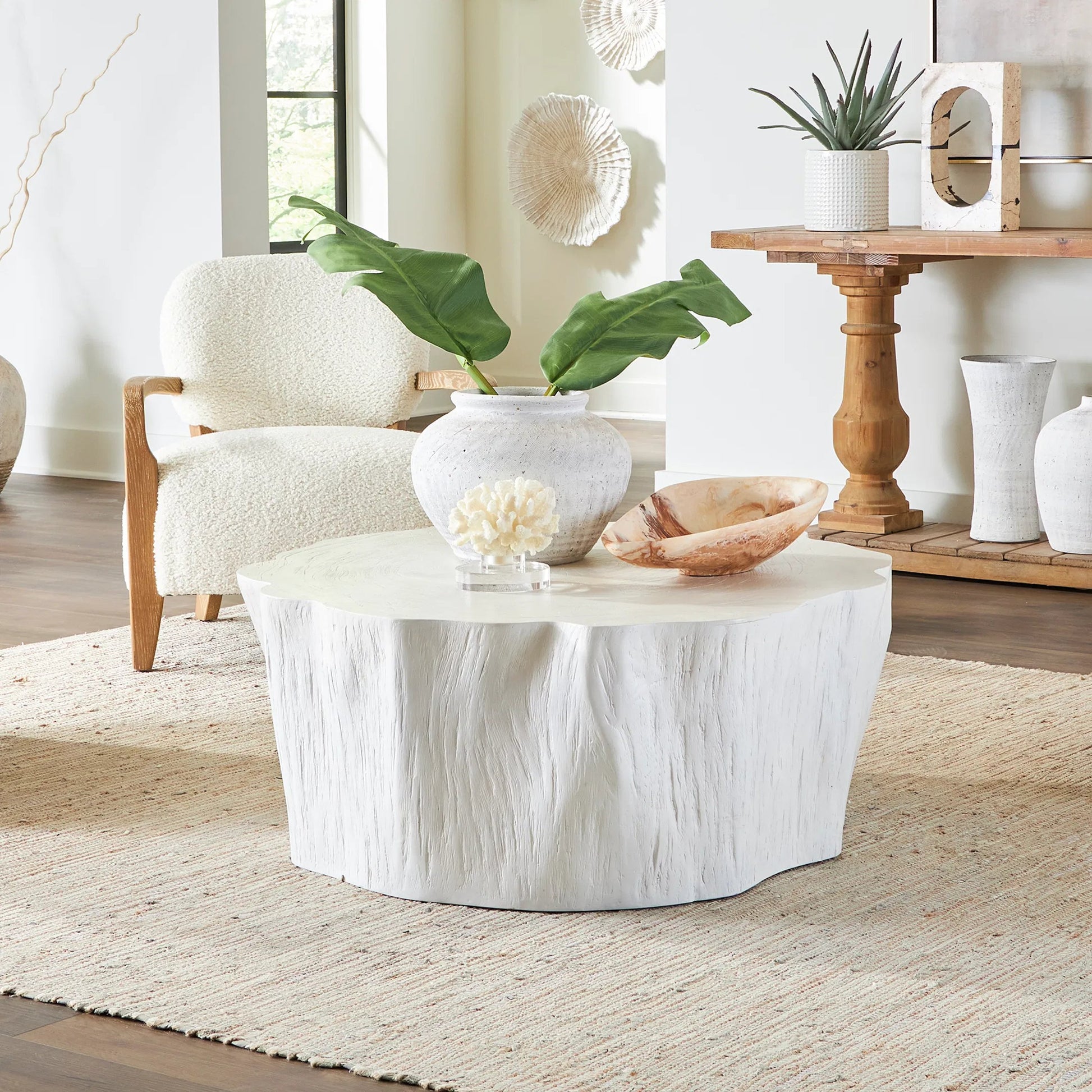 Woods Edge Sierra Coffee Table by Uttermost. Made from fiberglass with mixwood in a unique style.