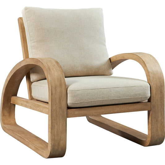 Barbora Accent Chair by Uttermost in wooden. Made from upholstery with mango wood, veneer, rattan in a transitional style.