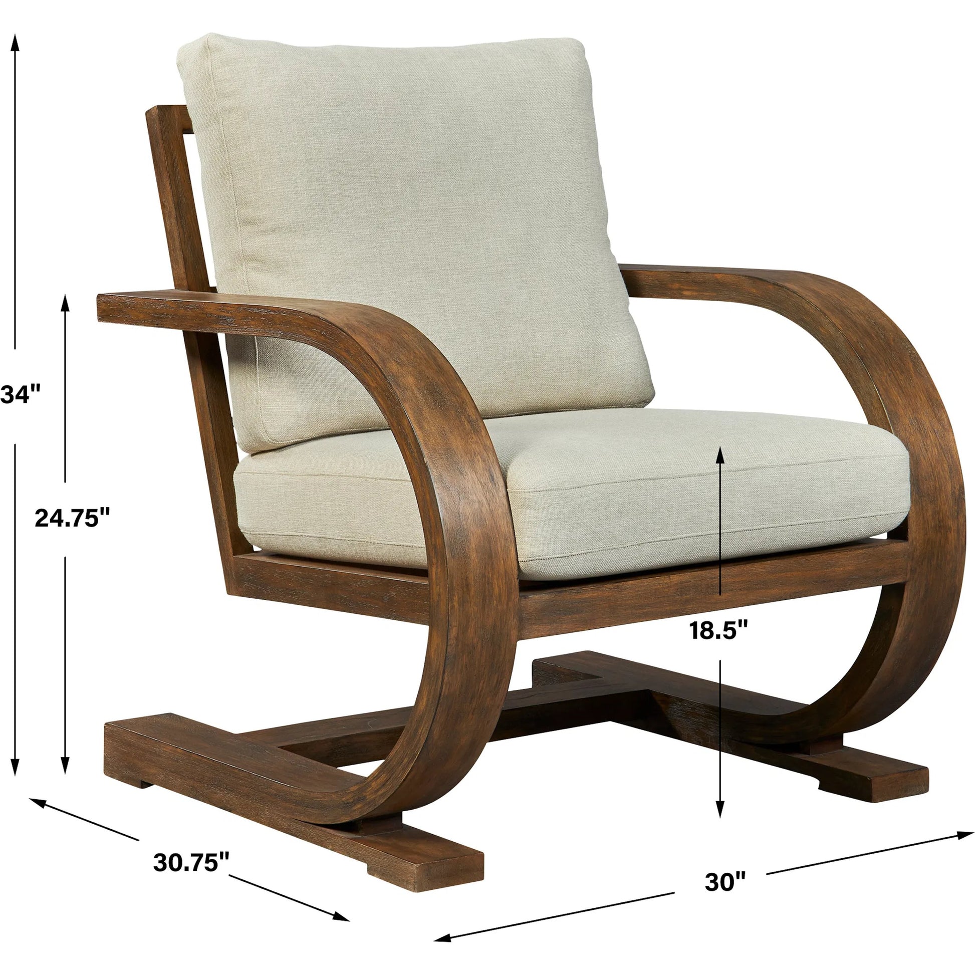 Bedrich Accent Chair by Uttermost in gray. Made from upholstery with mango wood, veneer in a transitional style.