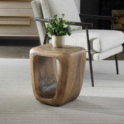 Loophole Bleached Wash Accent Stool by Uttermost in wood. Made from solid wood in a cottage & farmhouse style.