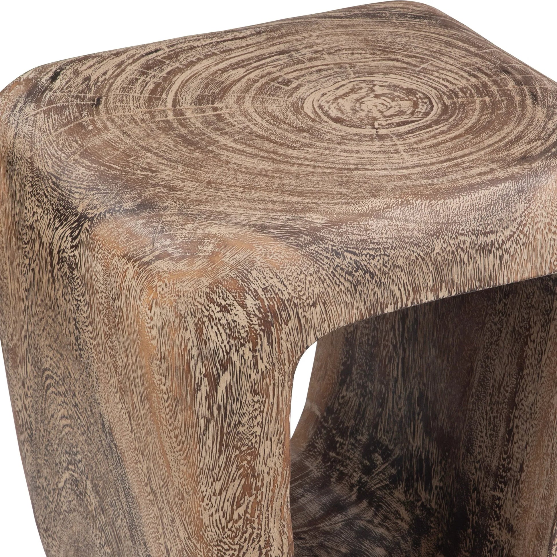 Loophole Bleached Wash Accent Stool by Uttermost in wood. Made from solid wood in a cottage & farmhouse style.