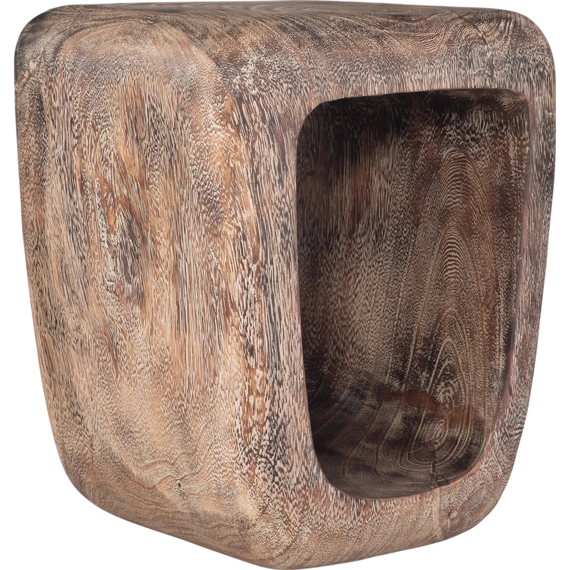 Loophole Bleached Wash Accent Stool by Uttermost in wood. Made from solid wood in a cottage & farmhouse style.
