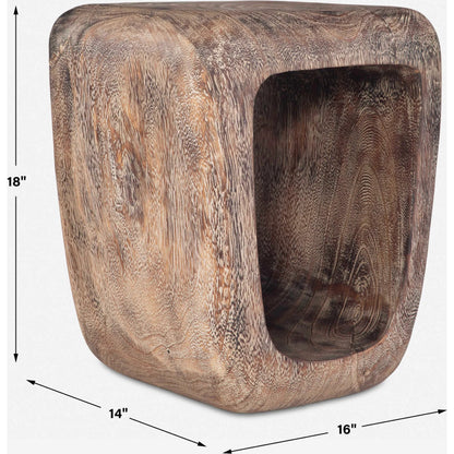 Loophole Bleached Wash Accent Stool by Uttermost in wood. Made from solid wood in a cottage & farmhouse style.