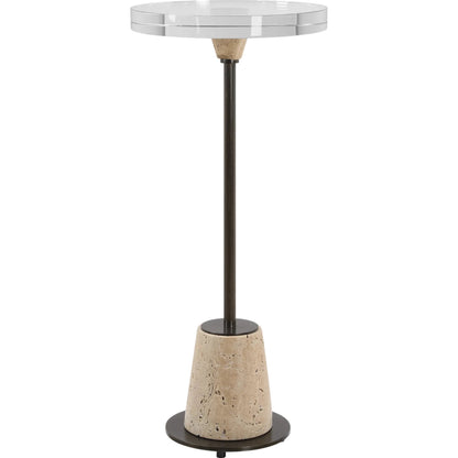 Arthur Drink Table by Uttermost in bronze. Made from steel, crystal, marble in a unique style.