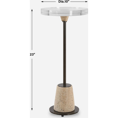 Arthur Drink Table by Uttermost in bronze. Made from steel, crystal, marble in a unique style.
