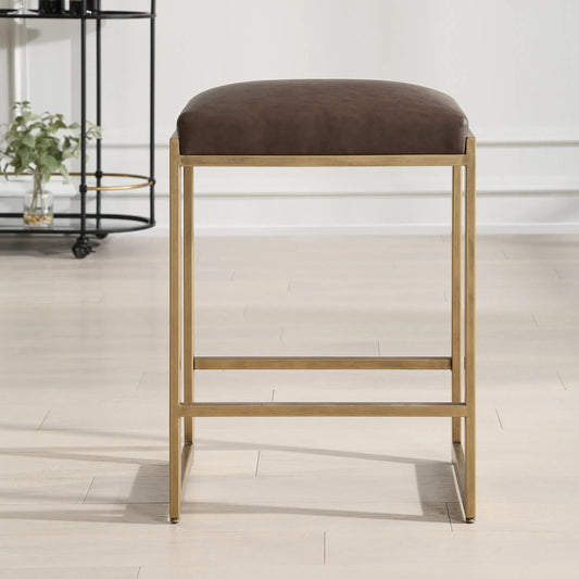 Atticus Counter Stool by Uttermost. Made from mdf, iron, pu leather, foam in a unique style.