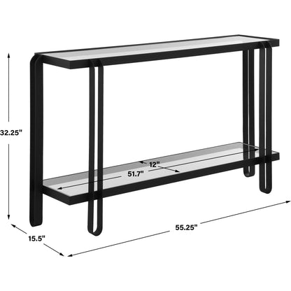 Shadow Console Table by Uttermost in iron. Made from iron, tempered glass in a unique style.