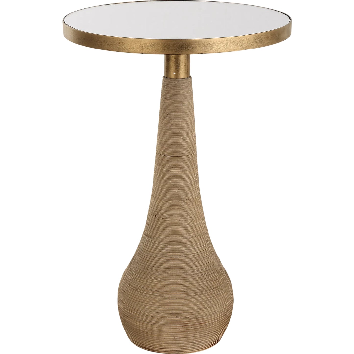 001 SI-2262316 | Primary Silo | Terra Accent Table by Uttermost in brass. Made from fir, mirror, iron, rattan in a transitional style.
