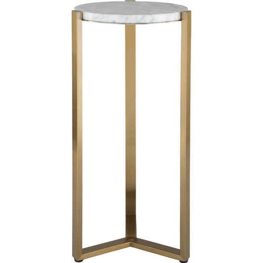 Pietra Carrara Drink Table by Uttermost in brass. Made from stainless steel, marble in a unique style.