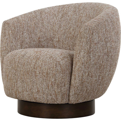Dunes Fabric Swivel Chair by Uttermost in dark. Made from oak, plywood, foam, fabric in a transitional style.