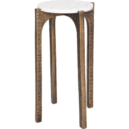 Vivi Drink Table by Uttermost in brass. Made from aluminum, marble in a modern style.