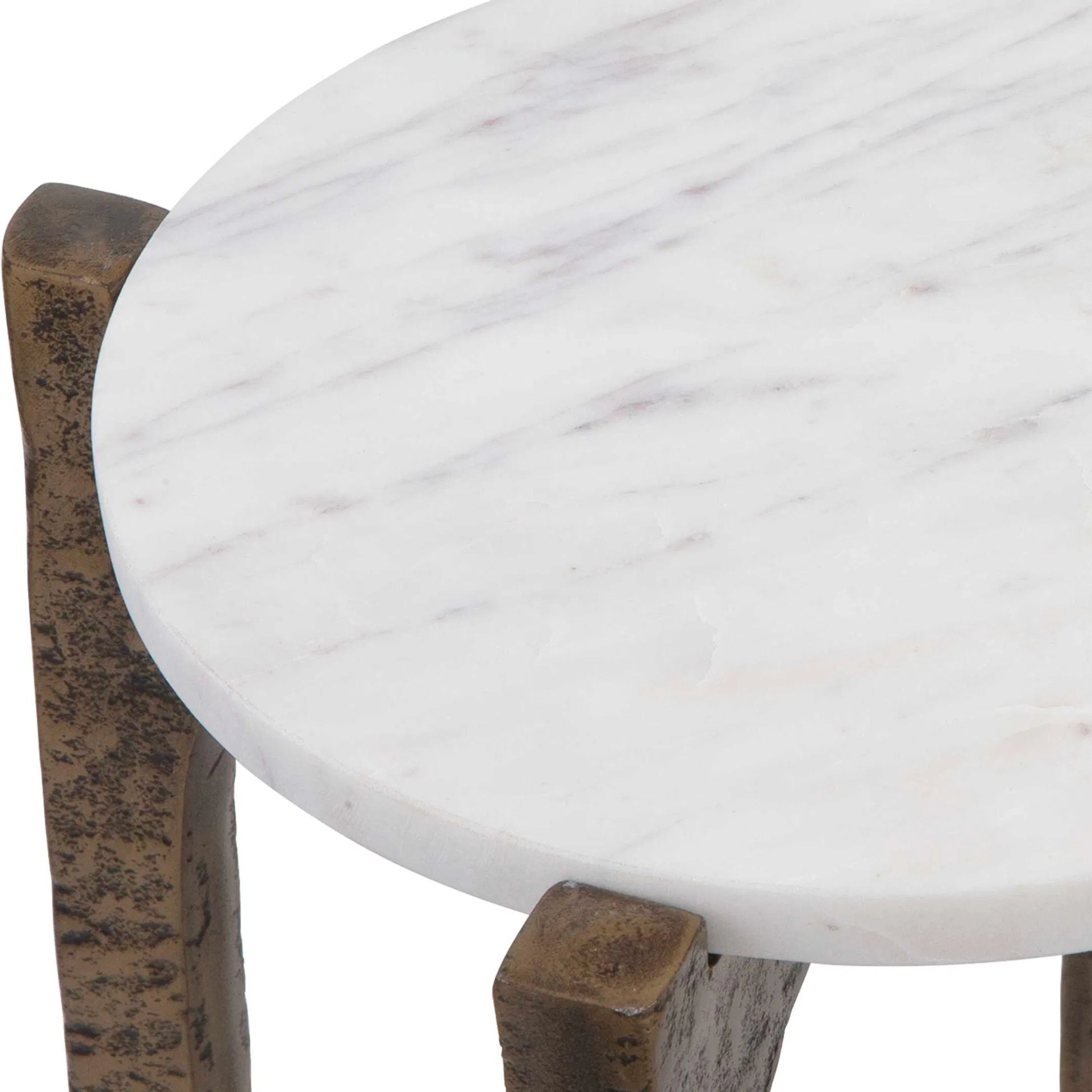 Vivi Drink Table by Uttermost in brass. Made from aluminum, marble in a modern style.