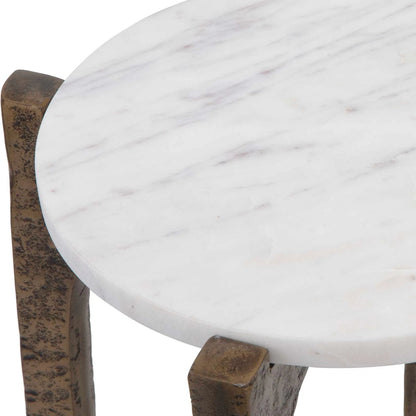 Vivi Drink Table by Uttermost in brass. Made from aluminum, marble in a modern style.