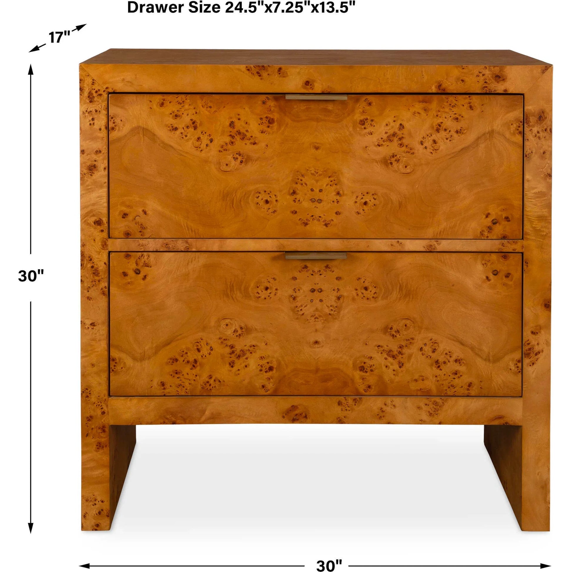 Indus 2-Drawer Burl Chest by Uttermost in poplar burl. Made from accacia, mdf, burl, cemboard in a modern style.