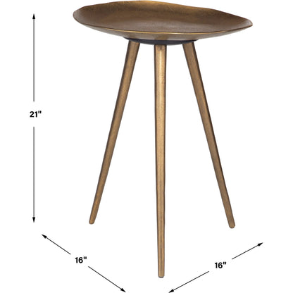 Lily Pad Antique Accent Table by Uttermost in brass. Made from aluminum in a modern style.