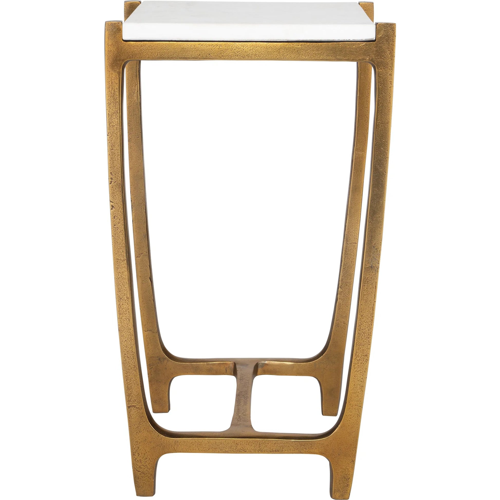 Affinity Accent Table by Uttermost in gold. Made from aluminum, marble in a modern style.