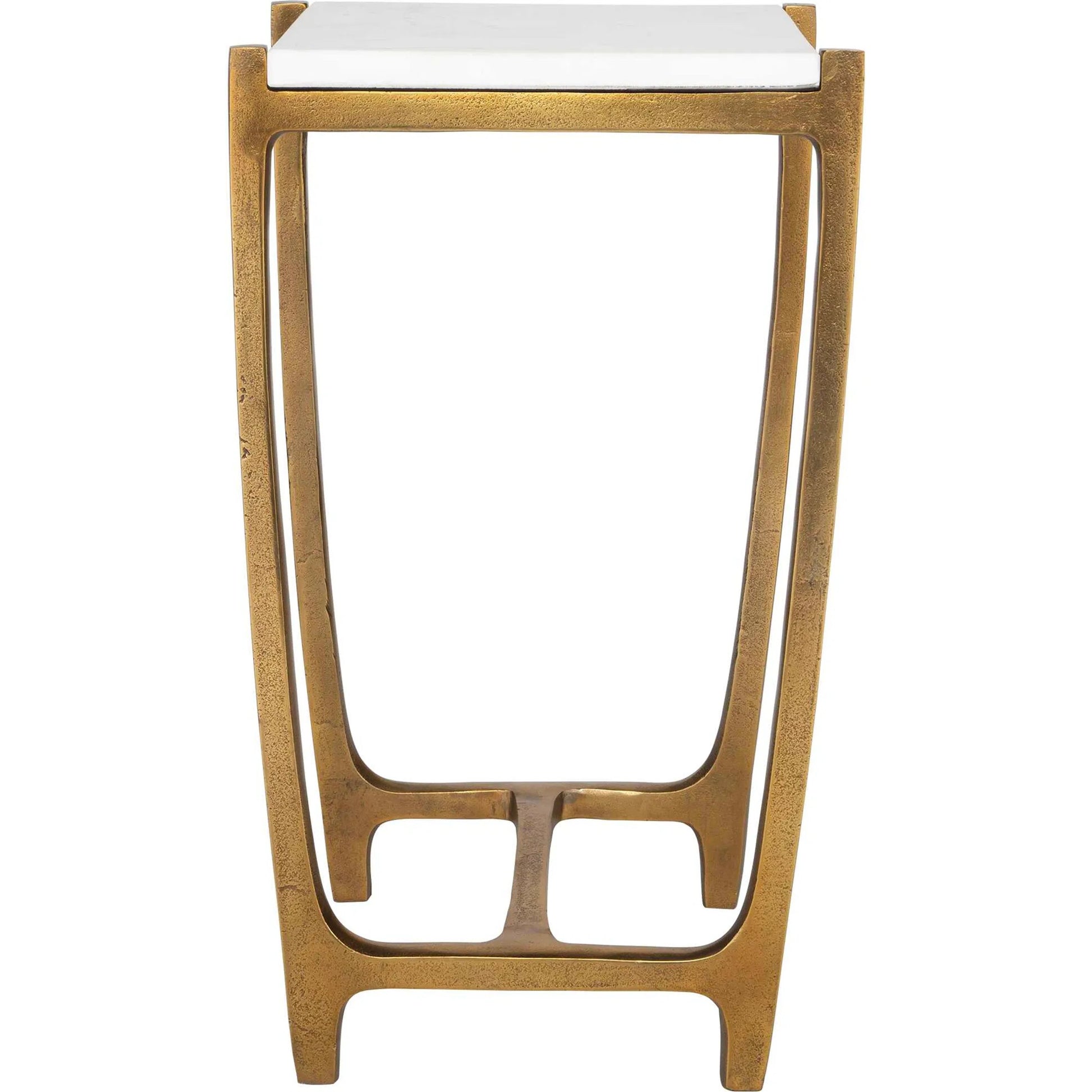 Affinity Accent Table by Uttermost in gold. Made from aluminum, marble in a modern style.