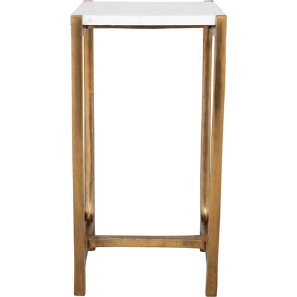 Affinity Accent Table by Uttermost in gold. Made from aluminum, marble in a modern style.