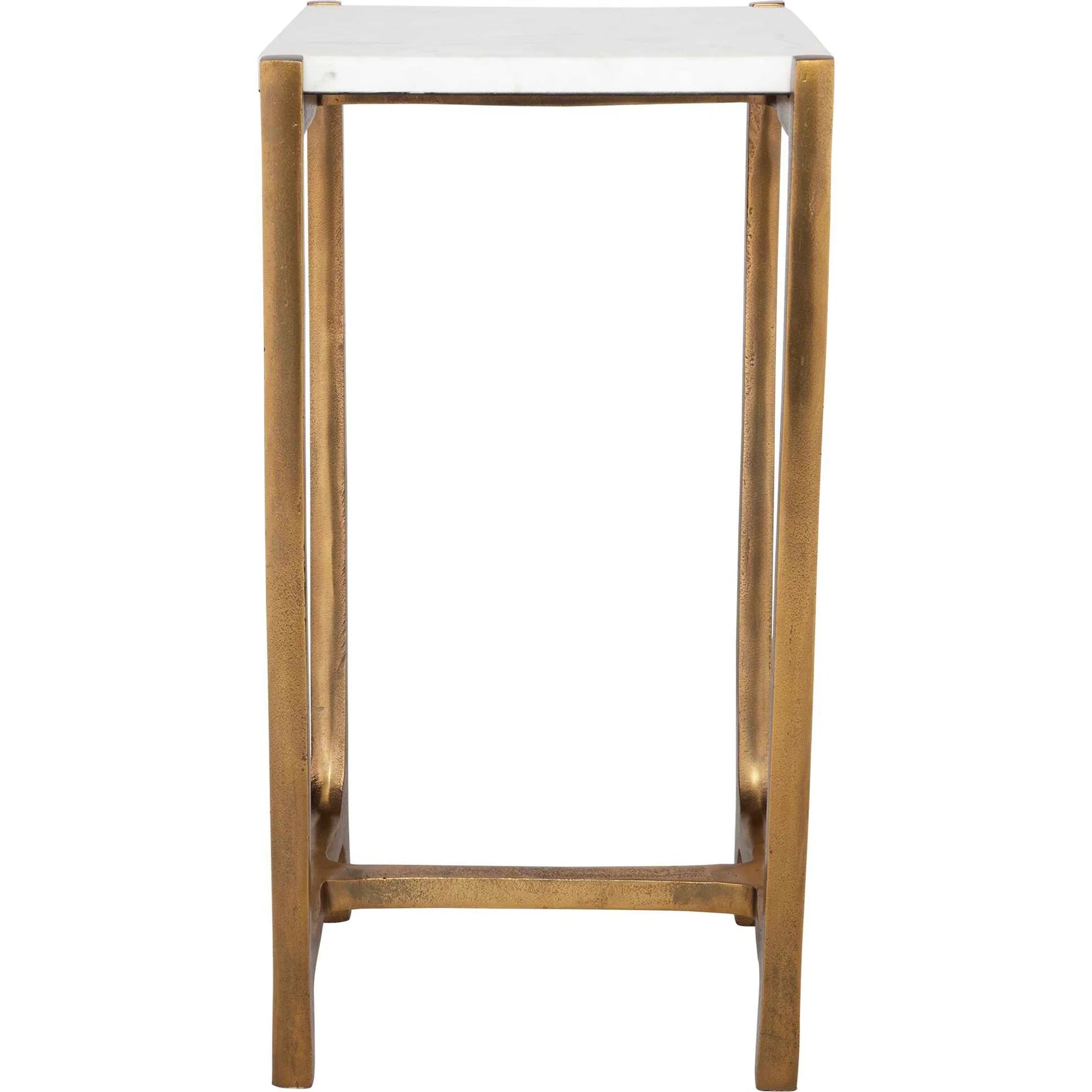 Affinity Accent Table by Uttermost in gold. Made from aluminum, marble in a modern style.