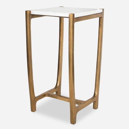 Affinity Accent Table by Uttermost in gold. Made from aluminum, marble in a modern style.