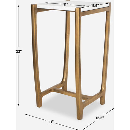 Affinity Accent Table by Uttermost in gold. Made from aluminum, marble in a modern style.