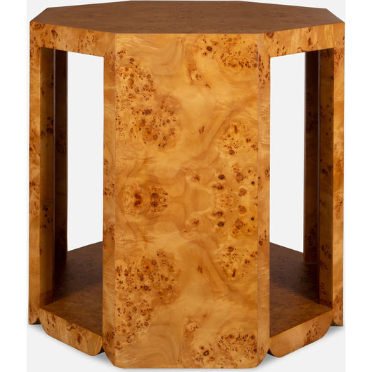 Indus Burl Side Table by Uttermost in poplar burl. Made from accacia, mdf, burl in a unique style.