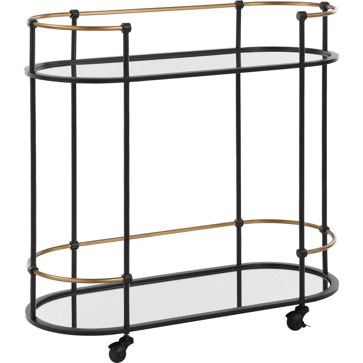 002 SI-2262308 | Primary Silo | Andre Bar Cart by Uttermost in gold. Made from metal, mirror in a transitional style.