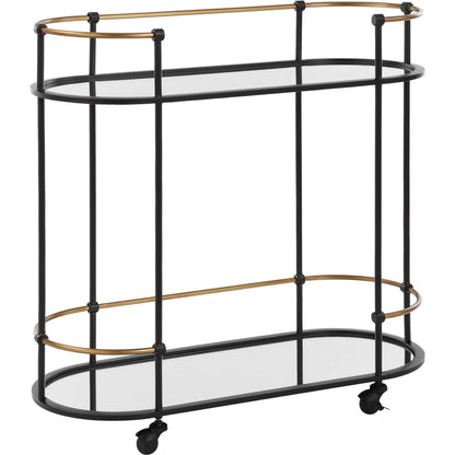 Andre Bar Cart by Uttermost in gold. Made from metal, mirror in a transitional style.