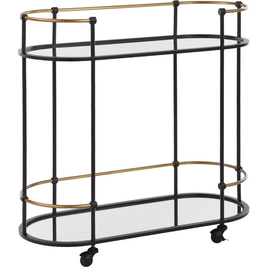 Andre Bar Cart by Uttermost in gold. Made from metal, mirror in a unique style.