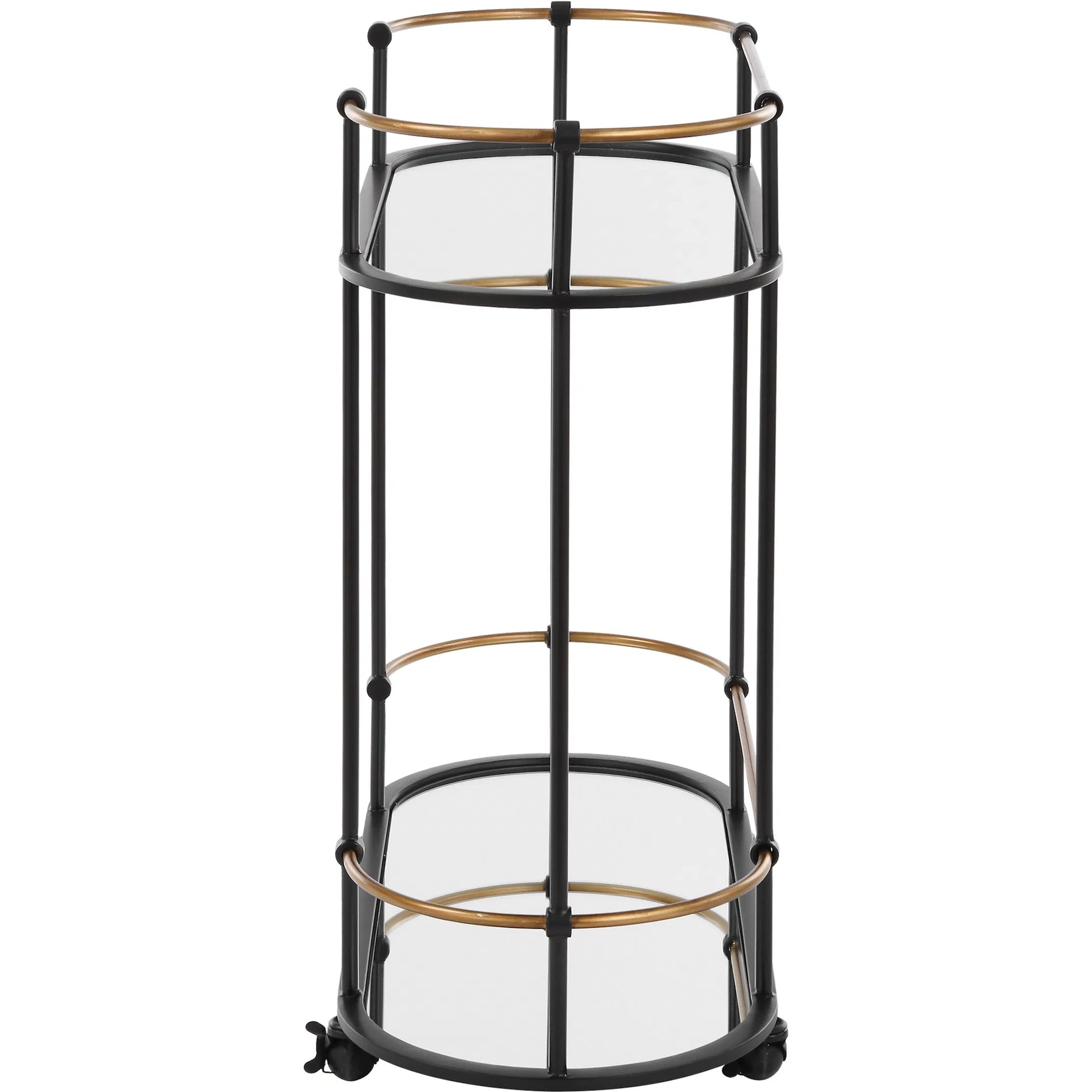Andre Bar Cart by Uttermost in gold. Made from metal, mirror in a transitional style.