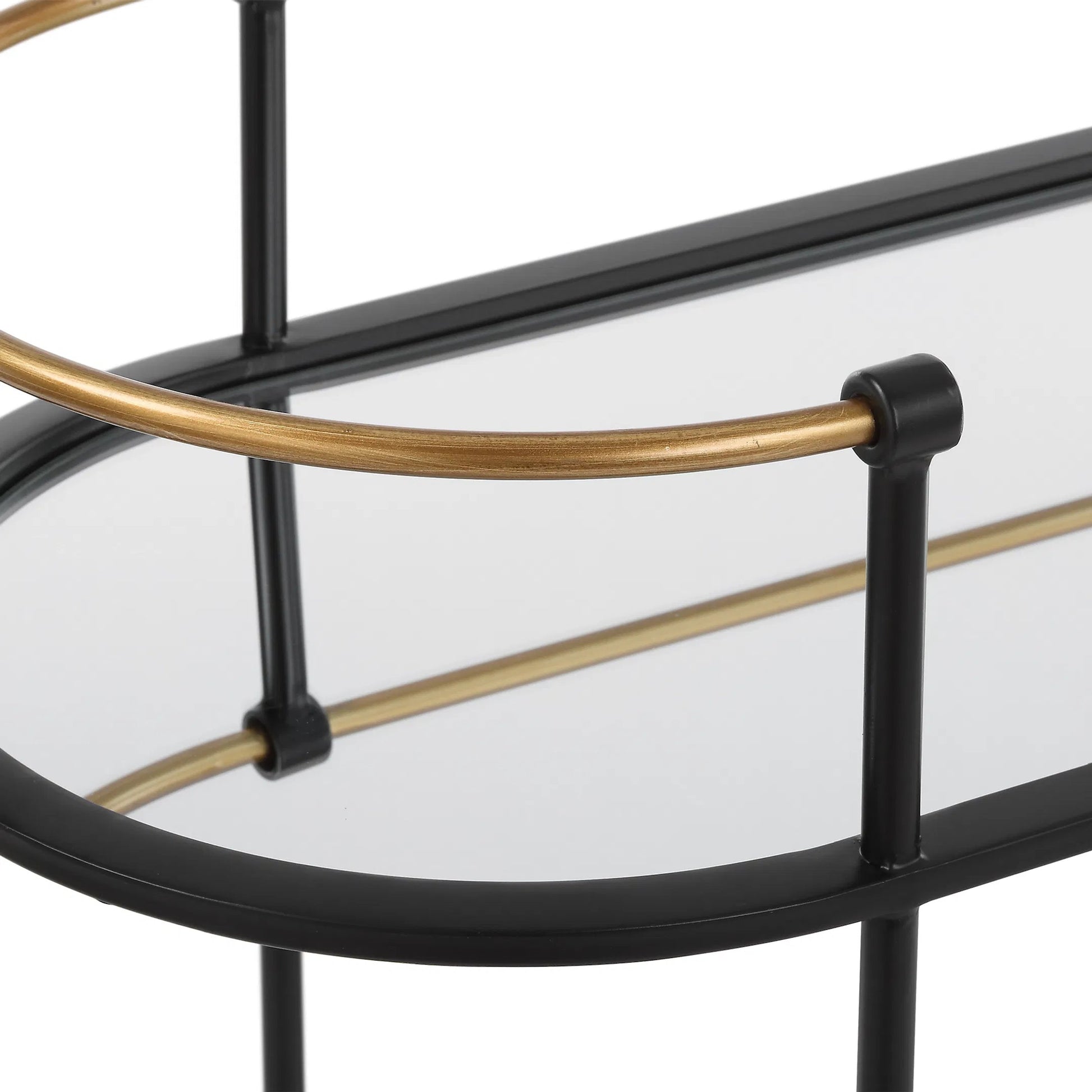Andre Bar Cart by Uttermost in gold. Made from metal, mirror in a transitional style.