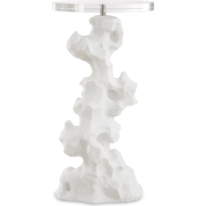 Remnant Drink Table by Uttermost in white. Made from man made stone, crystal, iron in a modern style.