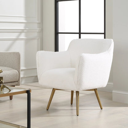 Oasis Swivel Chair by Uttermost in brass. Made from stainless steel, hardwood, plywood, fabric, foam in a transitional style.