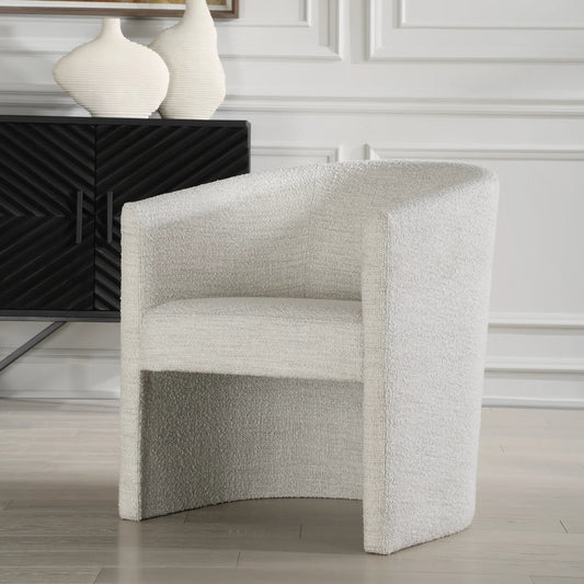 Encompass Fabric Dining Chair by Uttermost in white. Made from bent wood, fabric, foam in a transitional style.