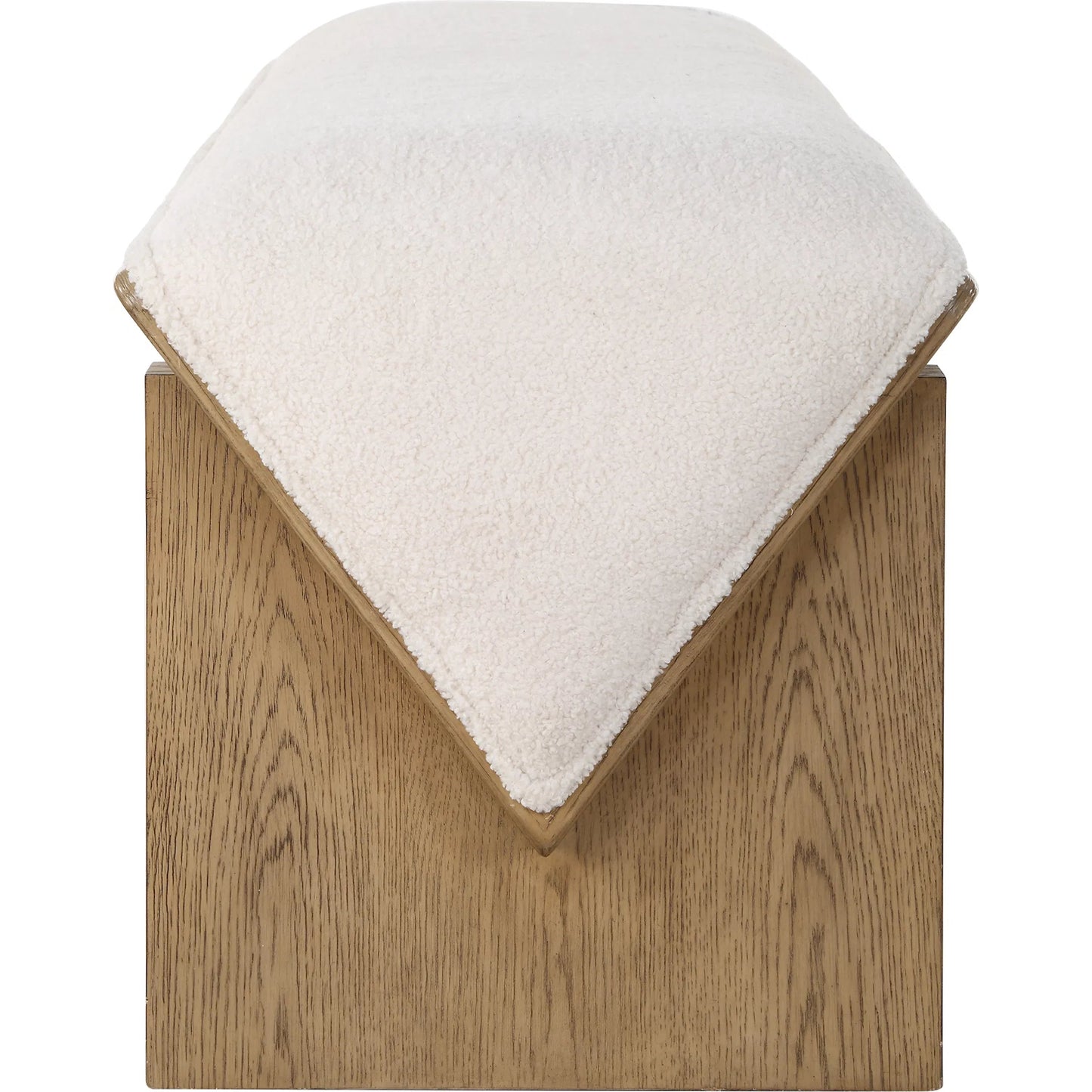 004 SI-2262254 | Additional Silo | Wedged Fabric Bench by Uttermost in ivory. Made from plywood, oak veneer, foam, fabric in a transitional style.