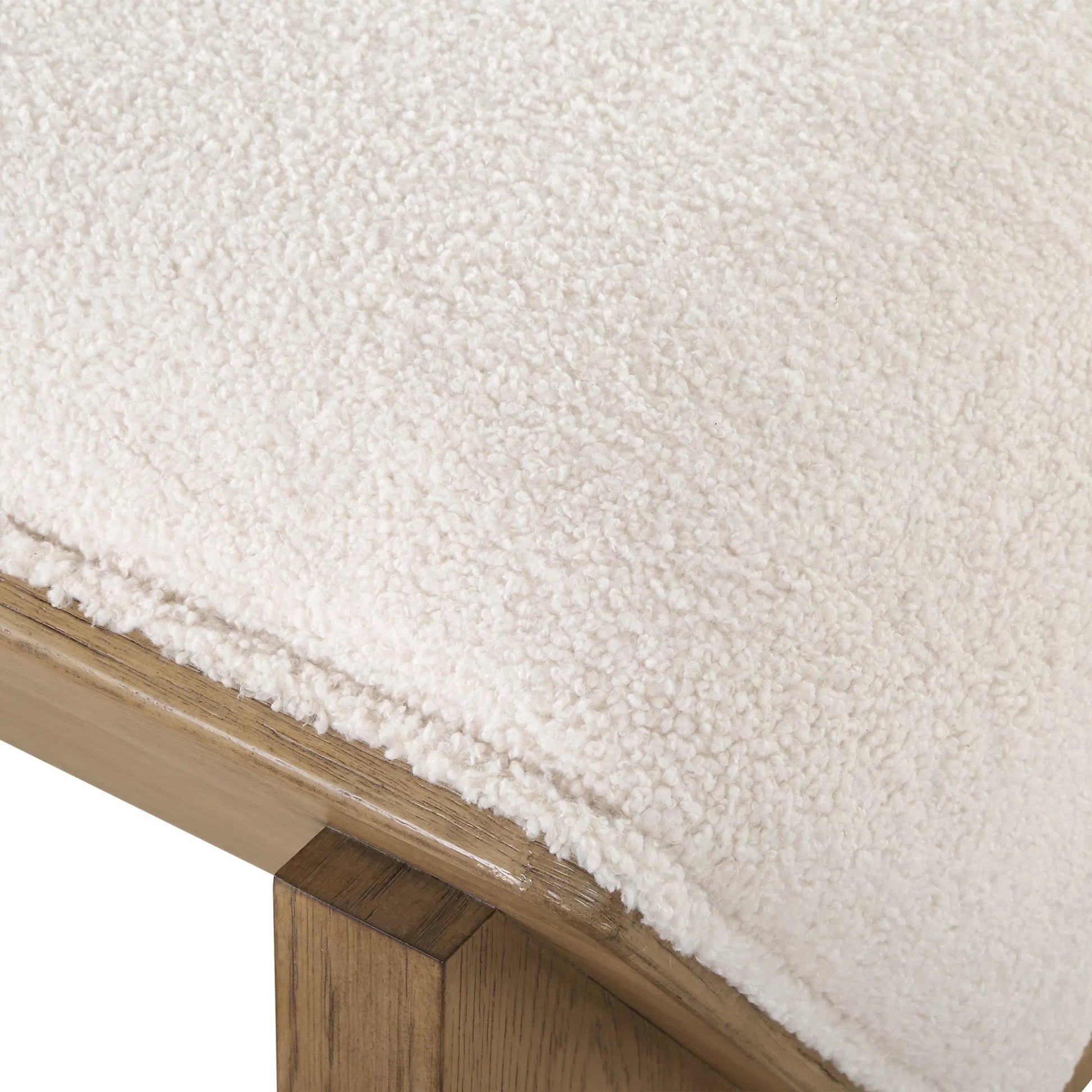 Wedged Fabric Bench by Uttermost in ivory. Made from plywood, oak veneer, foam, fabric in a transitional style.