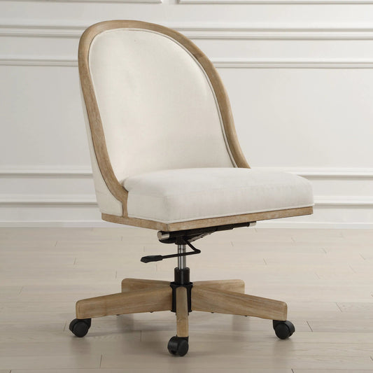 Lithe Light Desk Chair by Uttermost in oak. Made from rubber wood, plywood, metal, foam in a transitional style.