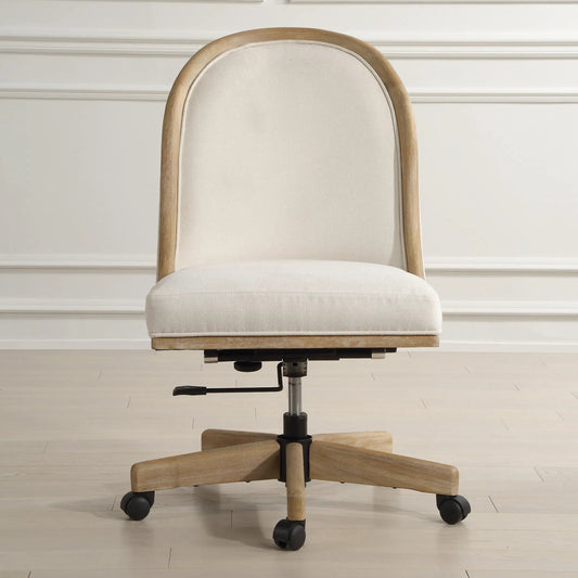 Lithe Light Desk Chair by Uttermost in oak. Made from rubber wood, plywood, metal, foam in a unique style.
