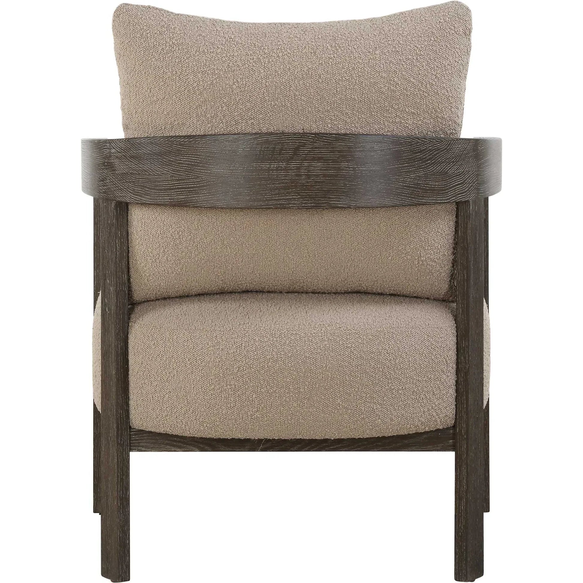 Sienna Sand Fabric Accent Chair by Uttermost in sand and cocoa. Made from oak solid, plywood, foam, fabric in a unique style.