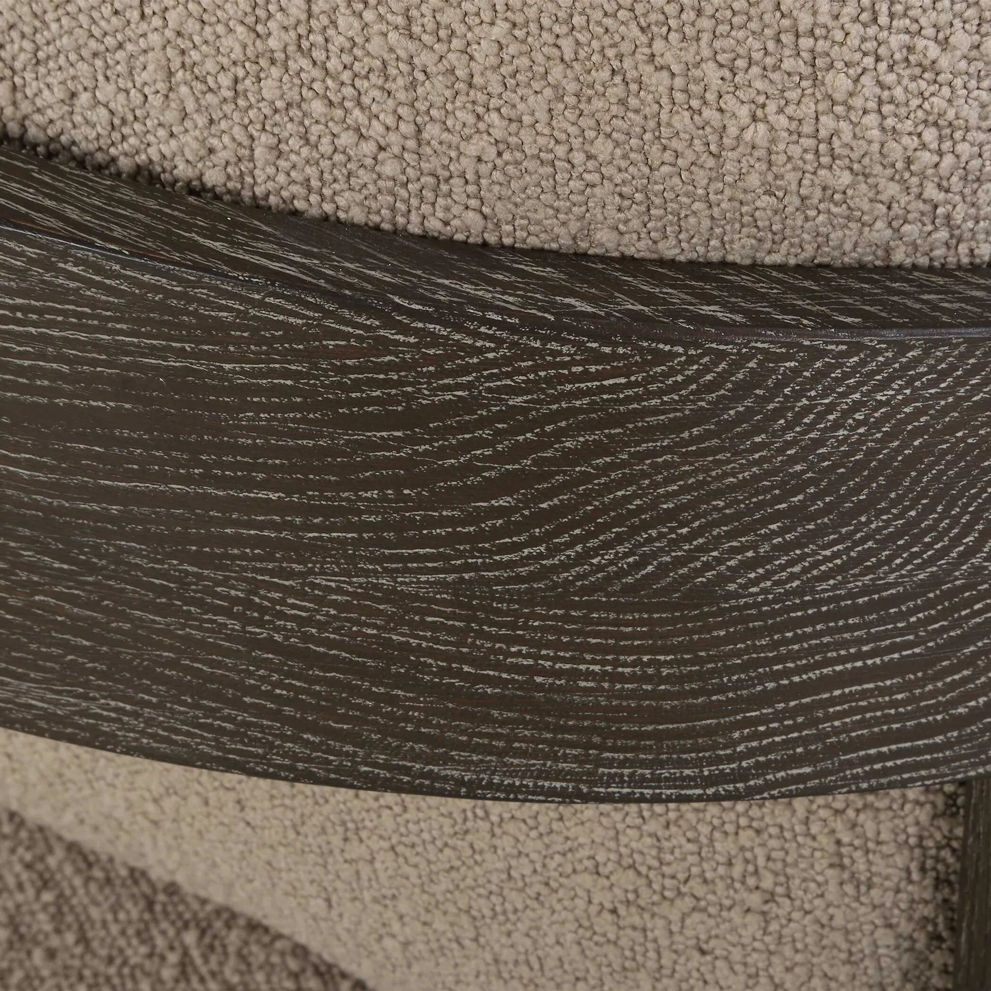 Sienna Sand Fabric Accent Chair by Uttermost in sand and cocoa. Made from oak solid, plywood, foam, fabric in a unique style.