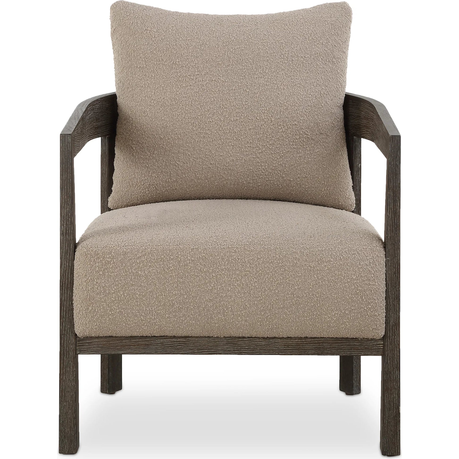 Sienna Sand Fabric Accent Chair by Uttermost in sand and cocoa. Made from oak solid, plywood, foam, fabric in a unique style.