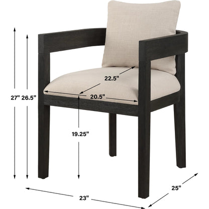 Balboa Modern Dining Chair by Uttermost in oak. Made from oak solid, plywood, foam, fabric in a transitional style.