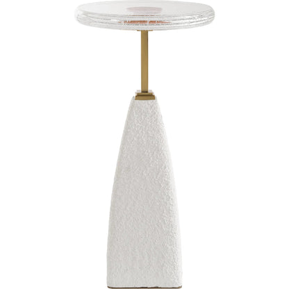 Sora Glass Drink Table by Uttermost in brass. Made from steel, sandstone, glass in a transitional style.