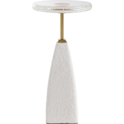 Sora Glass Drink Table by Uttermost in brass. Made from steel, sandstone, glass in a transitional style.