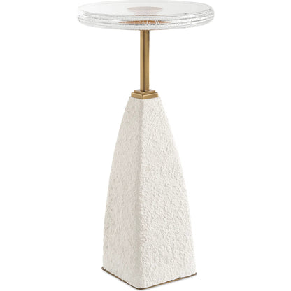 Sora Glass Drink Table by Uttermost in brass. Made from steel, sandstone, glass in a transitional style.
