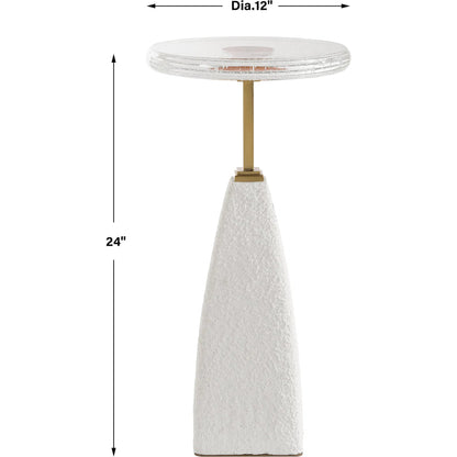 Sora Glass Drink Table by Uttermost in brass. Made from steel, sandstone, glass in a transitional style.