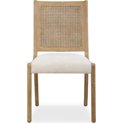 Interweave Rattan Dining Chair (Set of 2) by Uttermost in oak. Made from rubber wood, plywood, rattan, fabric in a transitional style.