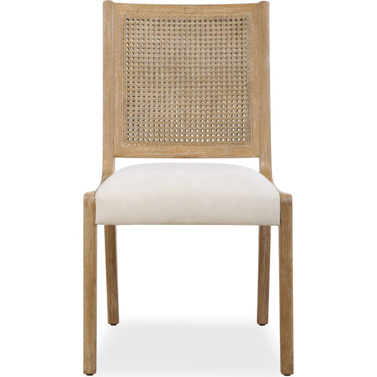 Interweave Rattan Dining Chair (Set of 2) by Uttermost in oak. Made from rubber wood, plywood, rattan, fabric in a unique style.